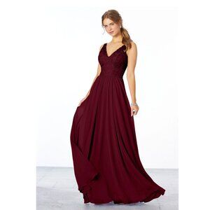 NEW Morilee Bordeaux Chiffon Embroidered Dress Size 14
